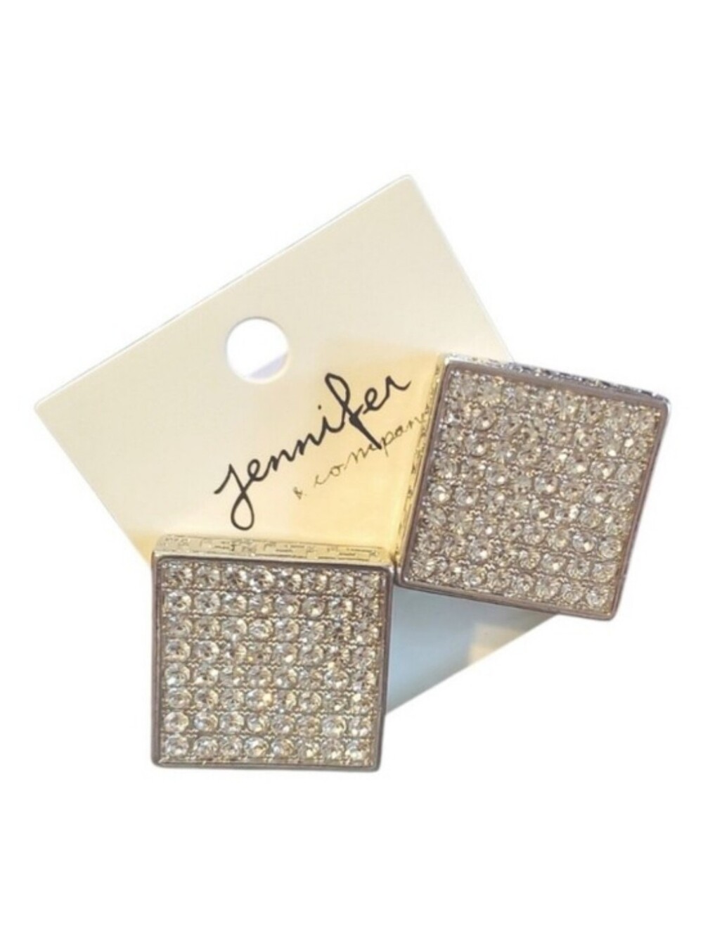 Silver Greek Key Pavé Crystal Stud Earrings